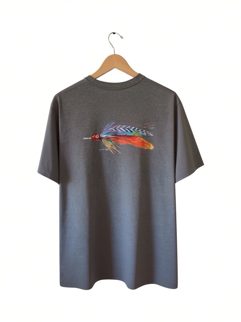 Patagonia Responsibili-Tee Fly Fishing Graphic | Men's M | Gray | Regular Fit